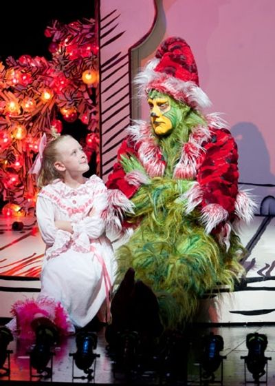 Caitlin McAuliffe as Cindy-Lou Who and Steve Blanchard as The Grinch Photo