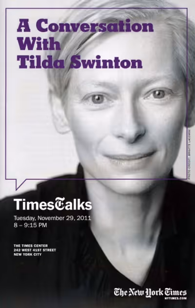Times Talks with Tilda Swinton interviewed by Melena Ryzik at The Times Center in New Photo
