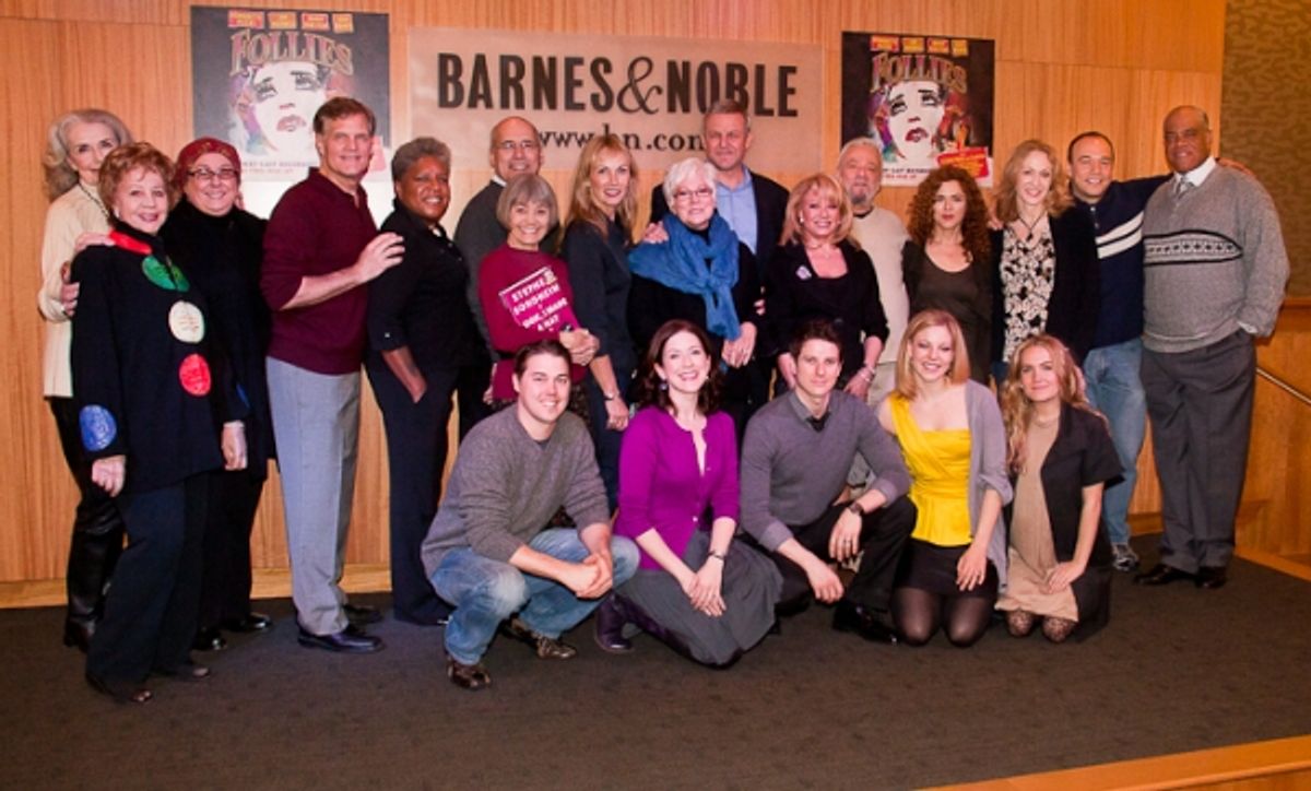 Stephen Sondheim with the cast of FOLLIES at 