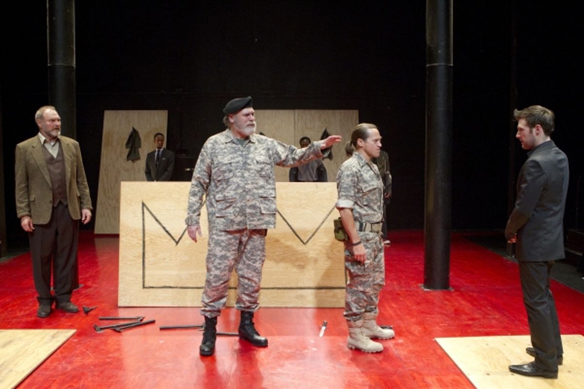 Sherman Howard, Ron Cephas Jones, Jay O. Sanders, Rob Campbell, and Jacob Fishel in TITUS ANDRONICUS, a Public Lab production directed by Michael Sexton, running November 29 through December 18. Photo credit Joan Marcus. at 