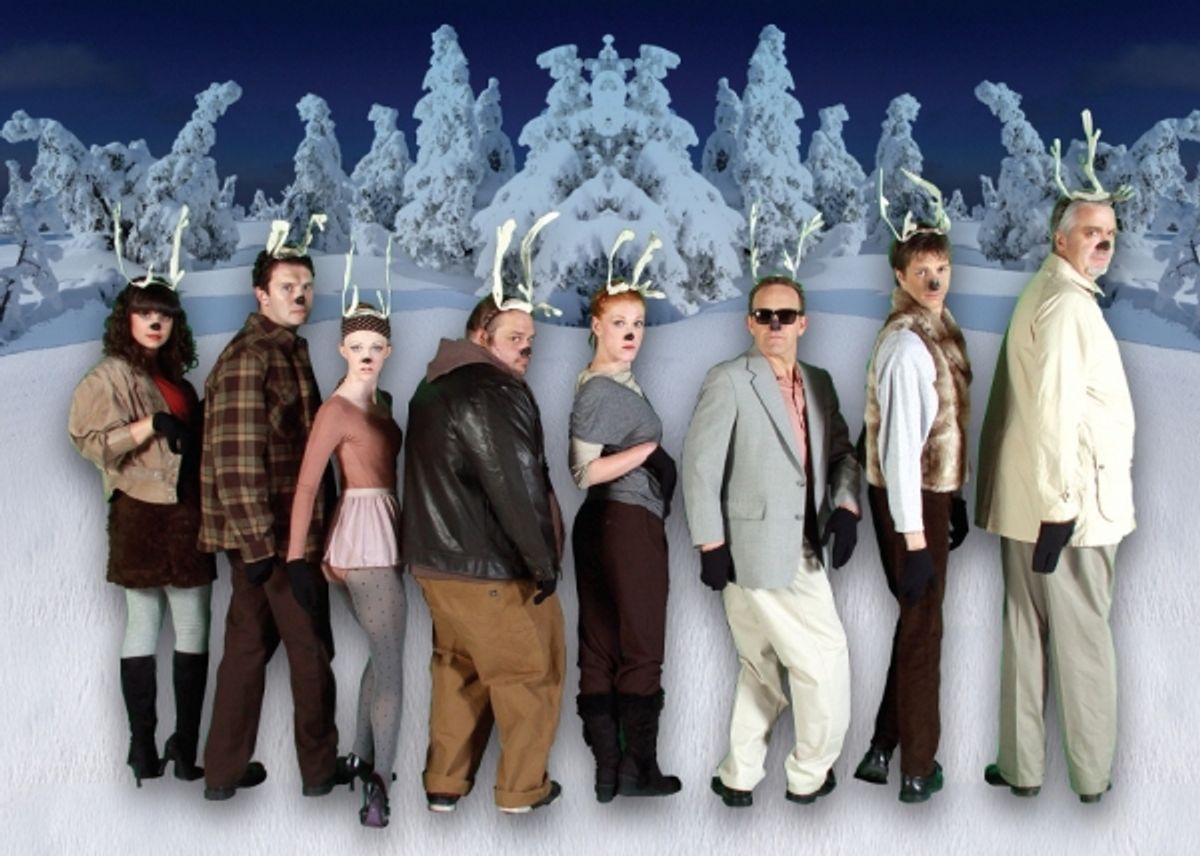 Reindeers (L to R): Samara Bridwell, James O'Hagan-Murphy, Rachel Graham, Ryan Gould, Kirsten Deane, Scott Bellot, Eric Ross and Mike Kienker at 