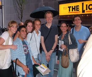 Usdan theater students visited backstage with Bob Martin of The Drowsy Chaperone on B Photo