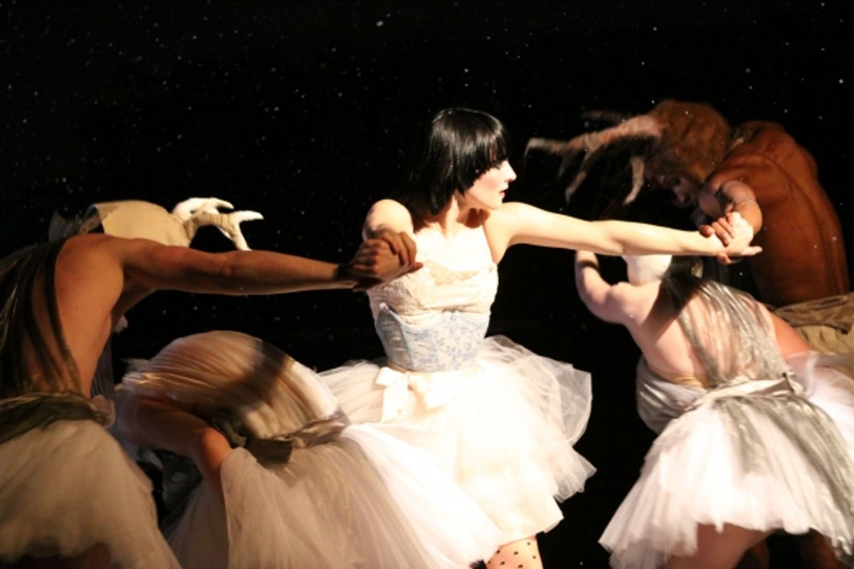 Gracie White as Snow White (center) at Company XIV's SNOW WHITE