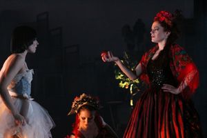 Gracie White as Snow White, Ashley Handel and Laura Careless as the evil Queen Photo