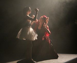 Gracie White as Snow White and Laura Careless as the evil Queen Photo