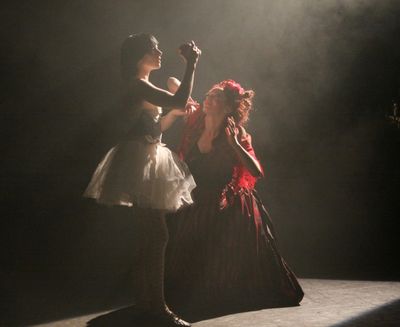 Gracie White as Snow White and Laura Careless as the evil Queen Photo
