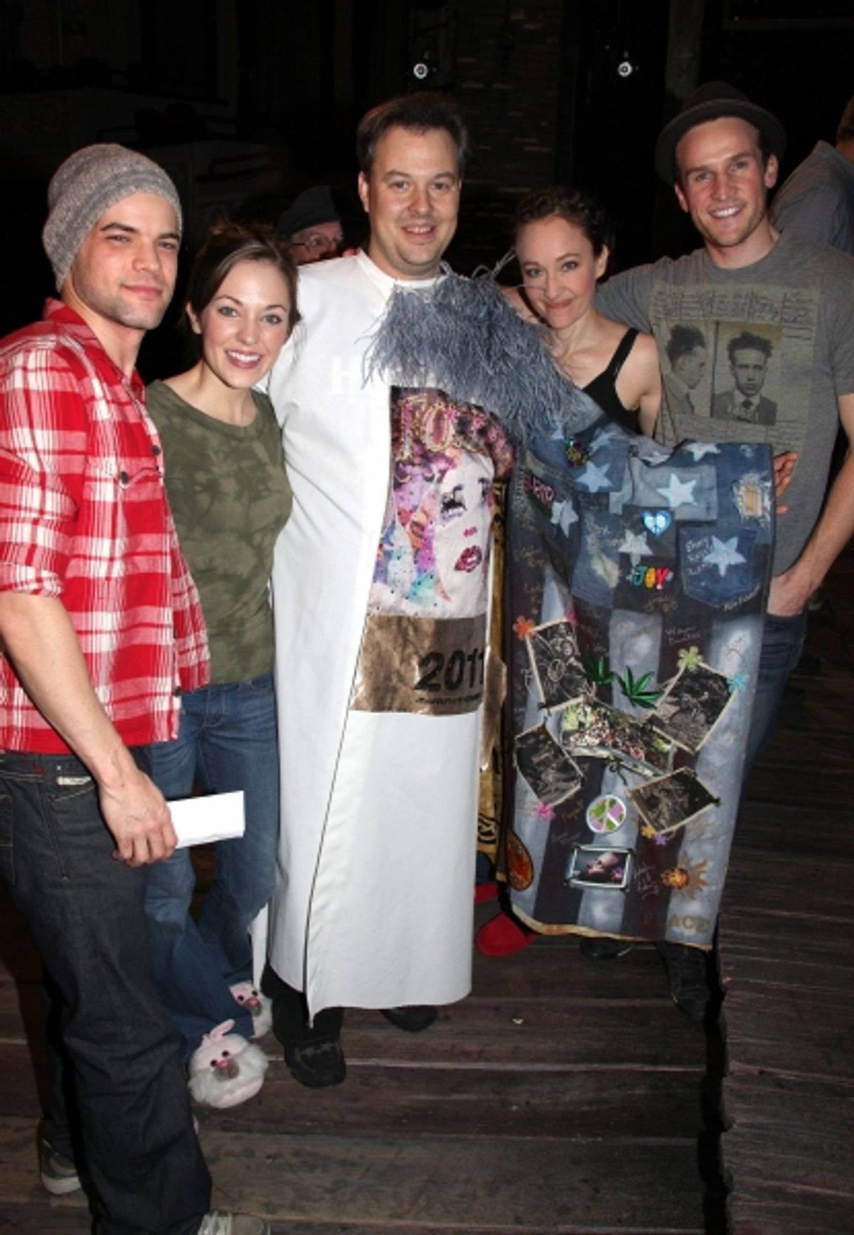 Tad Wilson ('Bonnie & Clyde' Recepient) with Jeremy Jordan, Laura Osnes, Melissa Van Der Schyff  at 