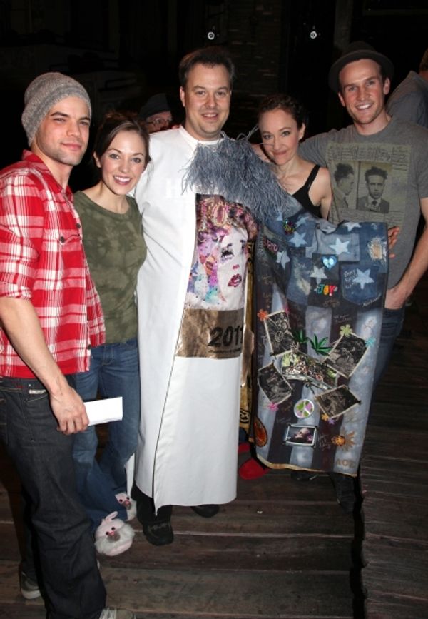 Tad Wilson ('Bonnie & Clyde' Recepient) with Jeremy Jordan, Laura Osnes, Melissa Van  Photo