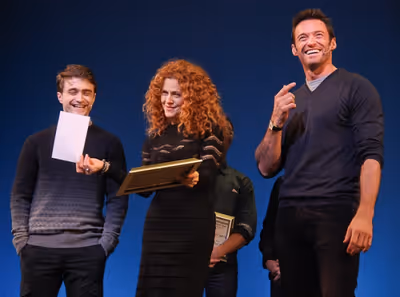 Daniel Radcliffe, Bernadette Peters, and Hugh Jackman Photo