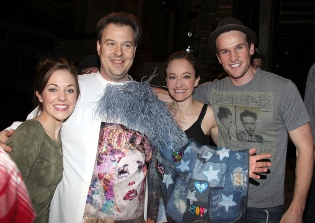 Tad Wilson with Laura Osnes, Melissa van der Schyff, Claybourne Elder. Photo Credit: Walter Mcbride at 