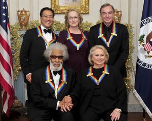 Yo-Yo Ma, Meryl Streep, Neil Diamond. Front row, Sonny Rollins, Barbara Cook. Photo Credit: Rex Photos/Rex USA @ BroadwayWorld Yo-Yo Ma, Meryl Streep, Neil Diamond. Front row, Sonny Rollins, Barbara Cook. Photo C Photo