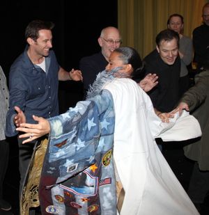 Kearran Giovanni (Gypsy Robe Recipient) with Hugh Jackman, Bill Noble & Tad Wilson ('Bonnie & Clyde' Recepient) @ BroadwayWorld Kearran Giovanni (Gypsy Robe Recipient) with Hugh Jackman, Bill Noble & Tad Wilson (' Photo