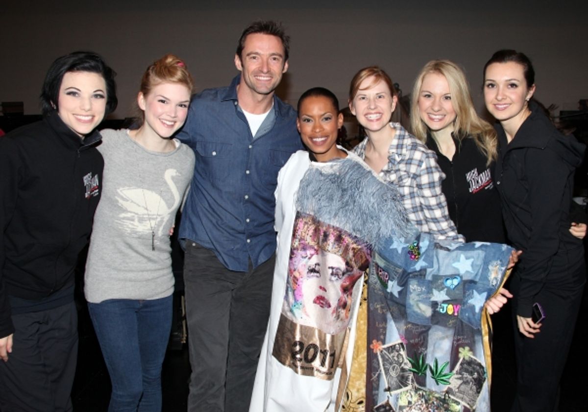 Anne Otto, Emily Tyra, Hugh Jackman, Kearran Giovanni (Gypsy Robe Recipient), Hilary Michael Thompson, Robin Campbell & Lara Seibert at 
