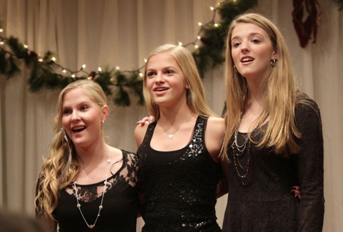 Jeorgi Smith, Nadine Jacobson (Whistle Down the Wind) and Devynn Pedell (Mary Poppins) sing 'Have Yourself a Merry Little Christmas.' at 