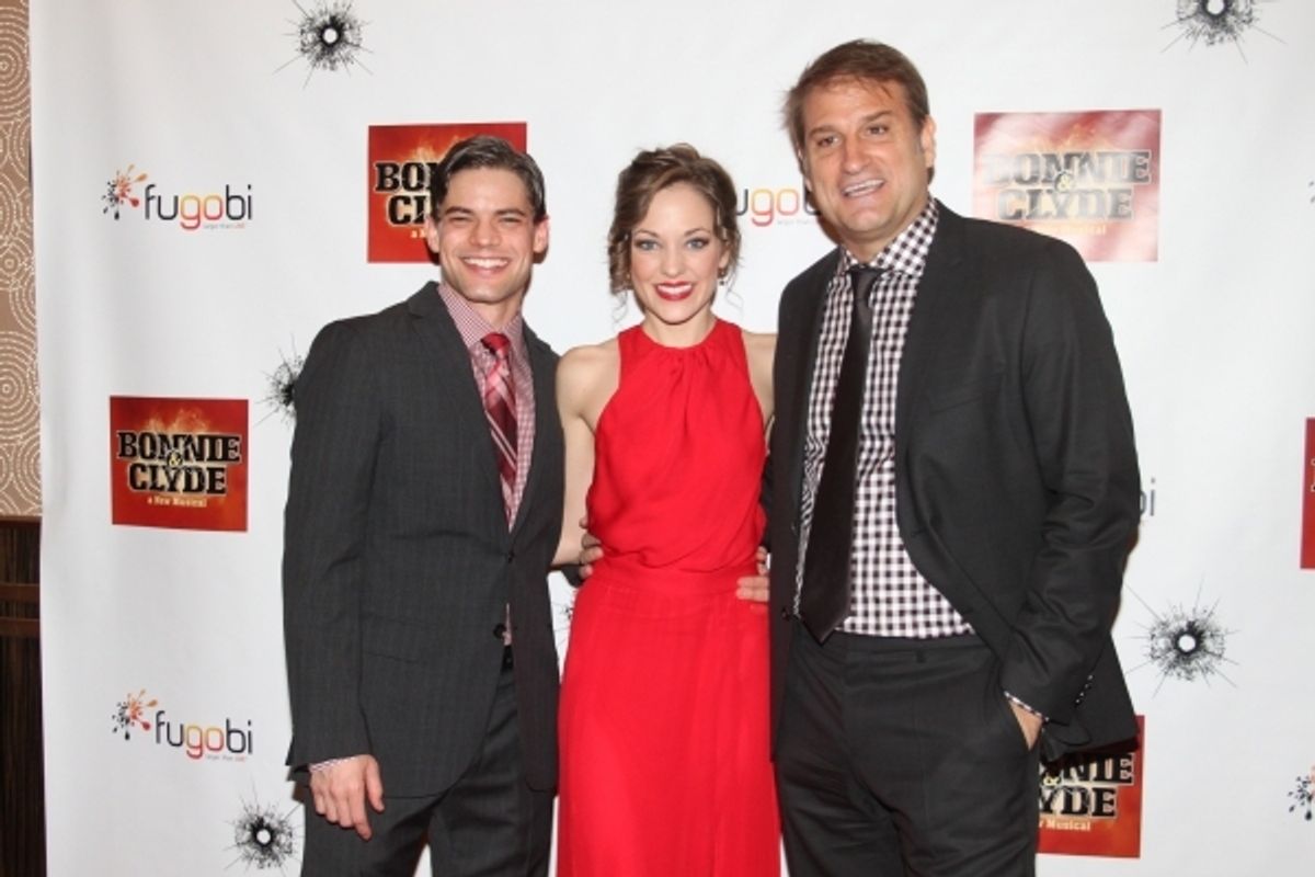 Jeremy Jordan, Laura Osnes and Jeff Calhoun at 