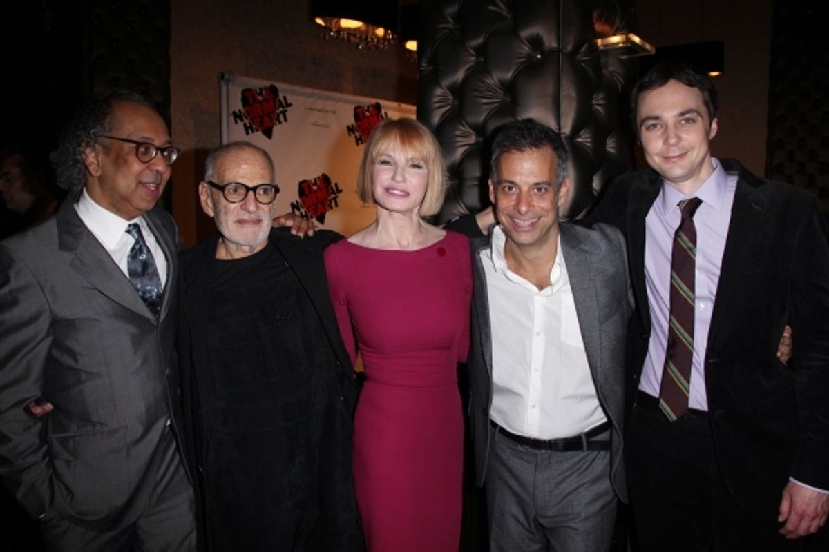 George C. Wolfe, Larry Kramer, Ellen Barkin, Joe Mantello and Jim Parsons at 