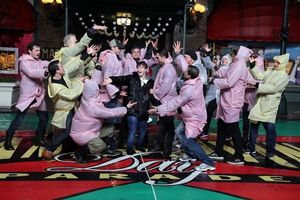 Daniel Radcliffe and the company rehearse for the 2011 Macy's Thanksgiving Day Parade Photo