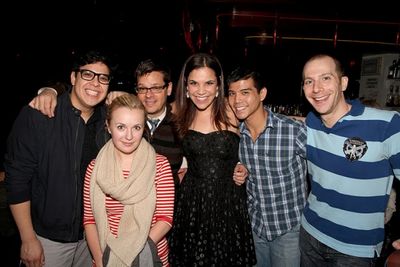 GODSPELL company members George Salazar, Julia Mattison, Michael Holland (orchestrato Photo
