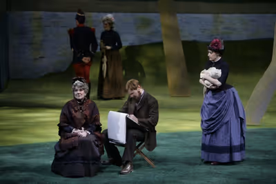 Zoe Vonder Haar as Old Lady, Ron Bohmer as George and Erin Davie as Dot
 Photo