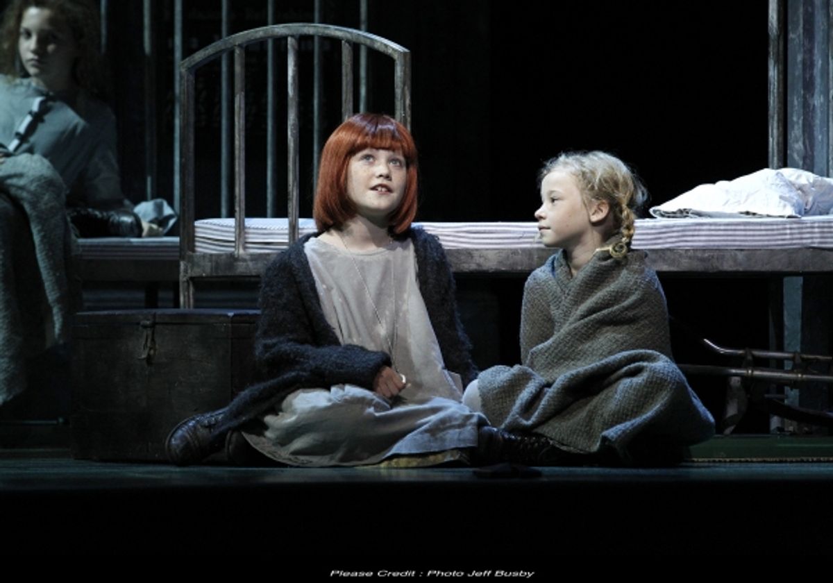 Ella Nicol as Annie and Jade Gillis at First Look at Anthony Warlow, Nancye Hayes in Sydney Lyric Theatre's ANNIE