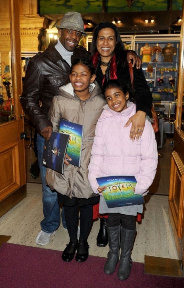 Adrian Lester and Lolita Chakrabarti with daughters Lila and Jasmine Photo