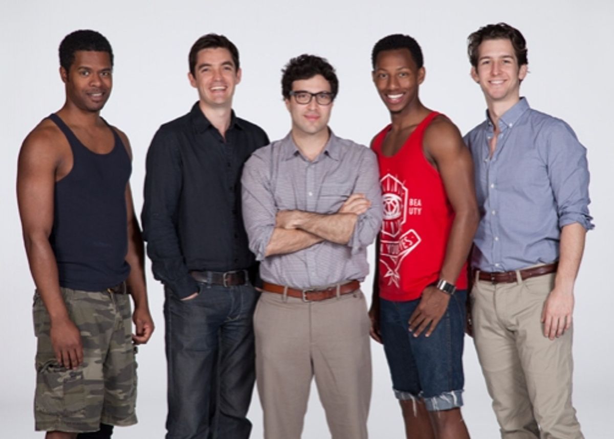 Jimonn Cole, director Jonathan Munby, playwright Jonathan Caren and Brandon Gill and Evan Todd at 