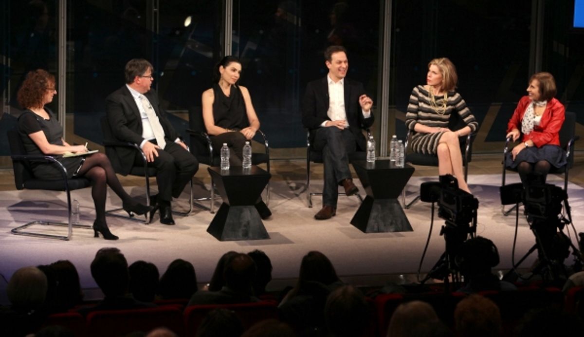 Interviewer Patricia Cohen, Writer Robert King, Julianna Margulies, Josh Charles, Christine Baranski & Writer Michelle King at 