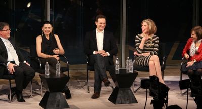 Writer Robert King, Julianna Margulies, Josh Charles, Christine Baranski & Writer Mic Photo