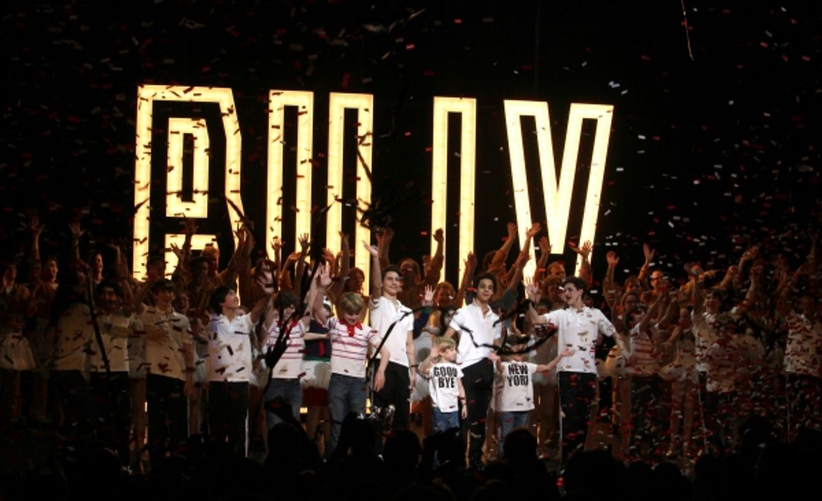 Original Cast Members (L-R) Kiril Kulish, David Alvarez and Trent Kowalik  with the ensemble cast  at 