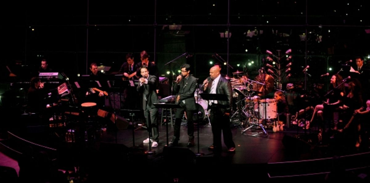 Lin-Manuel Miranda, Utkarsh Ambudkar and James Monroe Iglehart at 