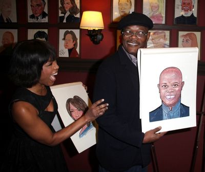 Angela Bassett & Samuel L. Jackson attending the unveiling of 'The Mountaintop' Portr Photo