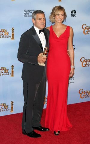 George Clooney & Stacy Keibler pictured at the 69th Annual Golden Globe Awards held at the Beverly Hilton Hotel in Beverly Hills, California on January 15, 2012. © RD / Orchon / Retna Digital. @ BroadwayWorld George Clooney & Stacy Keibler pictured at the 69th Annual Golden Globe Awards held Photo