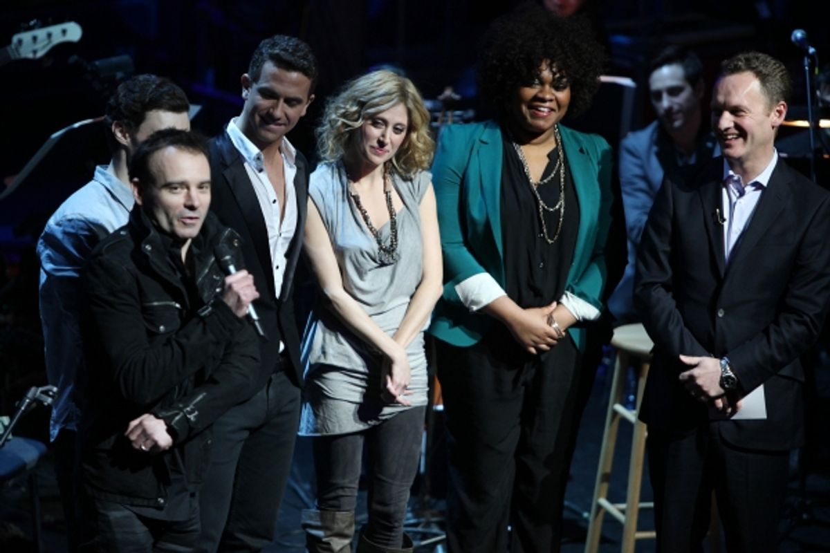 Matthew Warchus, Bryce Pinkham, Richard Fleeshman, Caissie Levy, Da'vine Joy Randolph & Colin Ingram at 