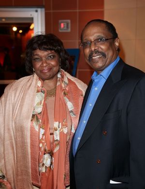 CULVER CITY, CA - JANUARY 22: Hattie Winston (L) and musician Harold Wheeler (R) pose during the arrivals for the opening night performance of Ebony Repertory Theatre's production of "A Raisin in the Sun" at Center Theatre Group / Kirk Douglas The @ BroadwayWorld CULVER CITY, CA - JANUARY 22: Hattie Winston (L) and musician Harold Wheeler (R) pose Photo