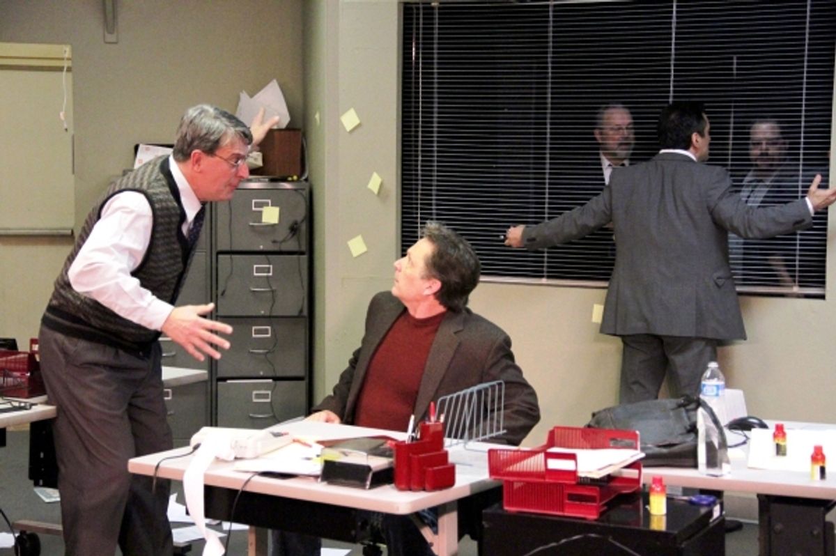 Verl Hite, Michael Ingram, Rick Yaconis (at window) looking in L-R: Paul Page and Ryan Goold at 