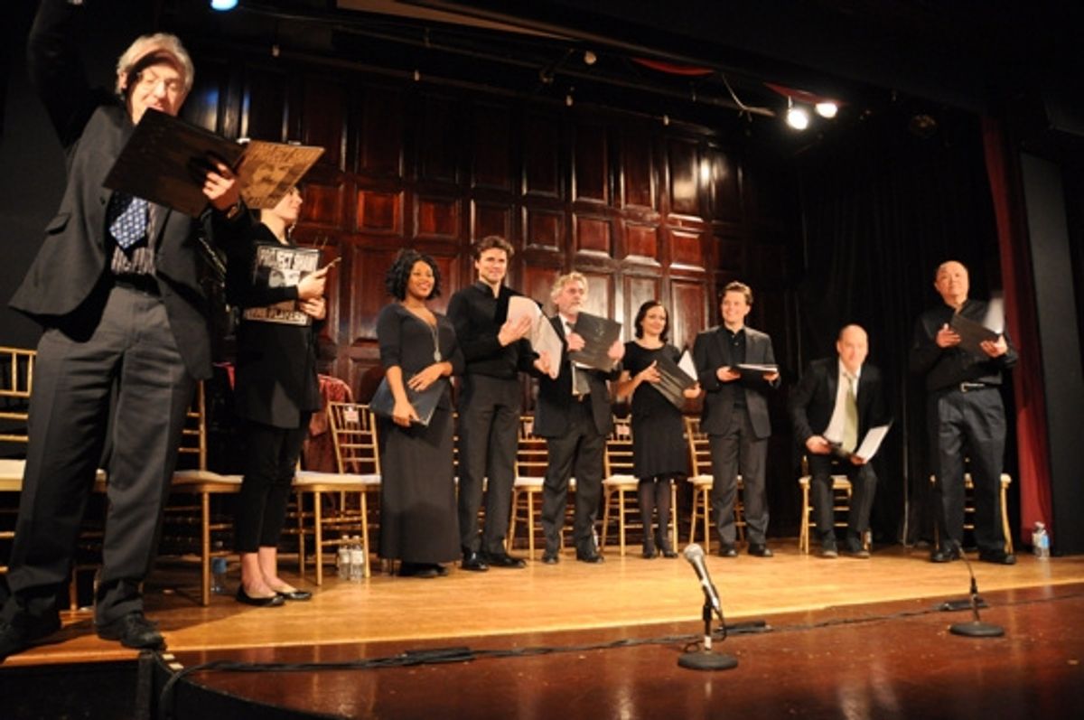 Tonight's cast-Tim Jerome, Victoria Haynes, Ta'Rea Campbell, Brent Barrett, Daniel Davis, Margaret Nichols, Sean McNall, Donnie Kehr and Henry Yuk at 