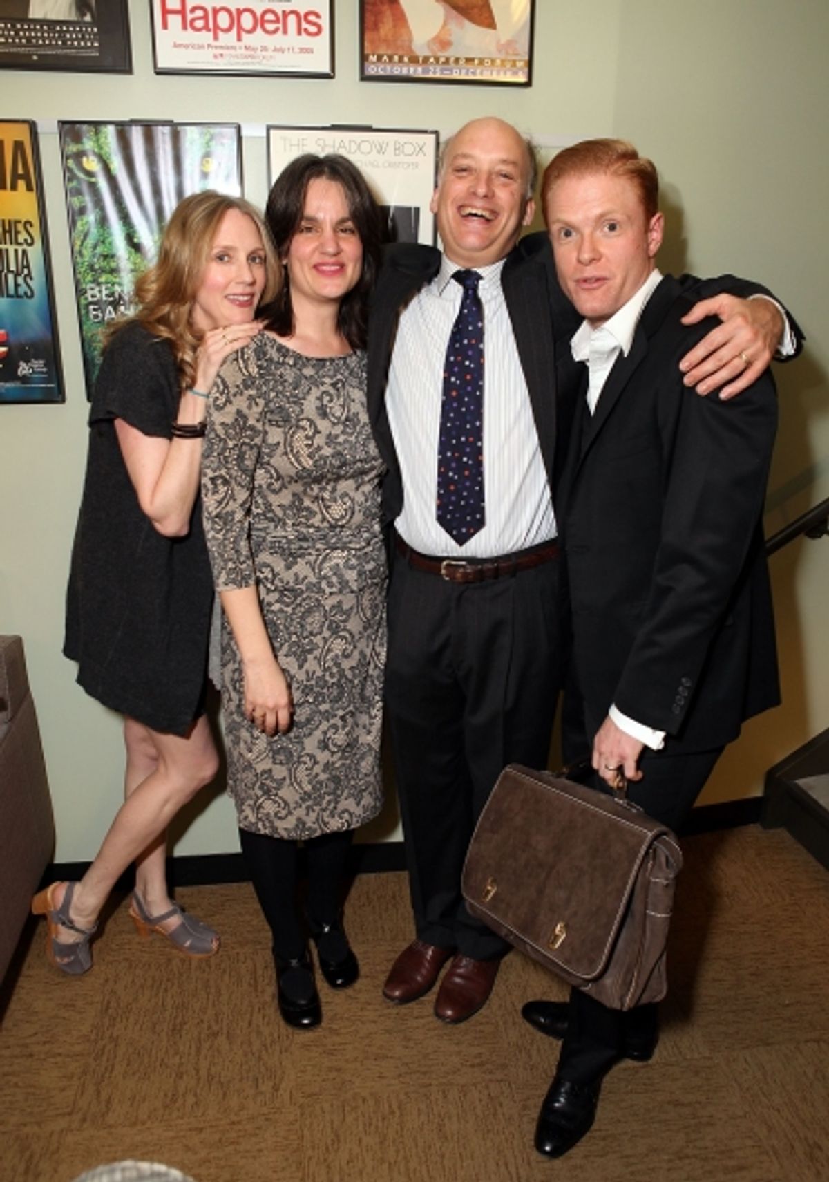 Cast member Christina Kirk, Director Pam MacKinnon and cast members Frank Wood and Brendan Griffin 
 at 