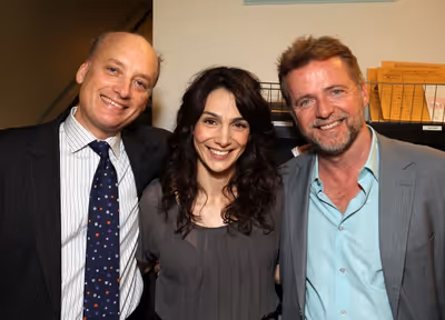 Cast members Frank Wood and Annie Parisse, Aidan Quinn 
 Photo