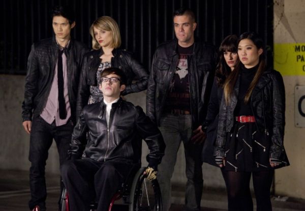 Harry Shum Jr., Dianna Agron, Kevin McHale, Mark Salling, Lea Michele and Jenna Ushko Photo