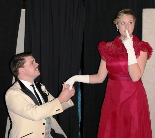 Zach Fightmaster as Jack Worthing and Kelsey Kaisershot as Gwendolyn Fairfax Photo