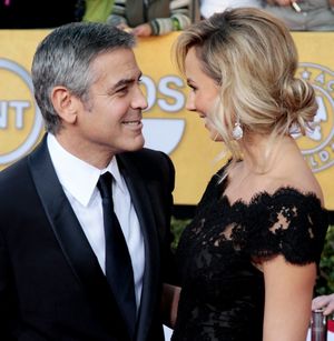 George Clooney and Stacy Keibler pictured at the 18th Annual Screen Actors Guild Awards - arrivals held at the Shrine Auditorium and Exposition Center in Los Angeles, CA on January 29, 2012 © RD / Orchon / Retna Digital @ BroadwayWorld George Clooney and Stacy Keibler pictured at the 18th Annual Screen Actors Guild Awar Photo