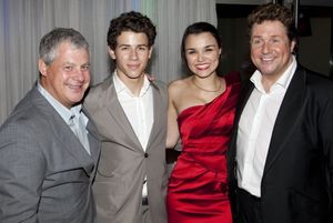 Cameron Mackintosh (Producer), Nick Jonas (Marius), Samantha Barks (Eponine) and Mich Photo