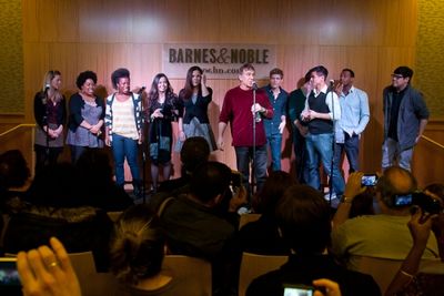 Stephen Schwartz and the cast of Godspell
 Photo