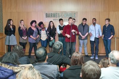 Stephen Schwartz and the cast of Godspell Photo