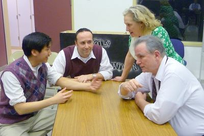 Timothy Liu of Kendall Park as Happy, Christopher Scheid of Newtown, PA, as Biff, Peg Photo