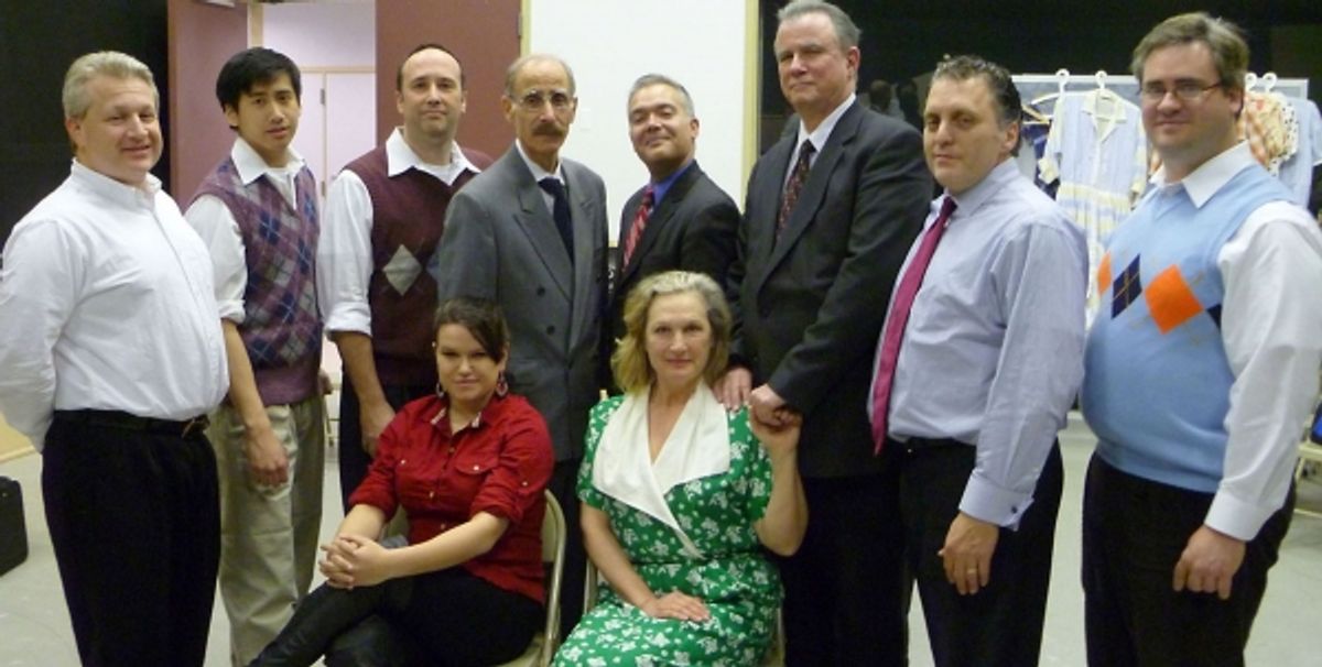 Wayne Rossignol of Hamilton, Timothy Liu of Kendall Park, Christopher Scheid of Newtown, PA, Paul Saunders of Lawrenceville, Derek Capre of East Windsor, Timothy Anderson of Princeton, Walt Rosenfeld of Pennington and Kevin Hallam of Hamilton; seated: Azi at 