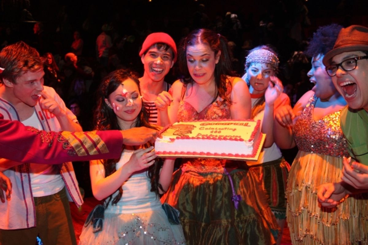 Hunter Parrish, Anna Maria Perez de Tagle, Telly Leung, Lindsay Mendez, Morgan James, Celisse Henderson and George Salazar at 