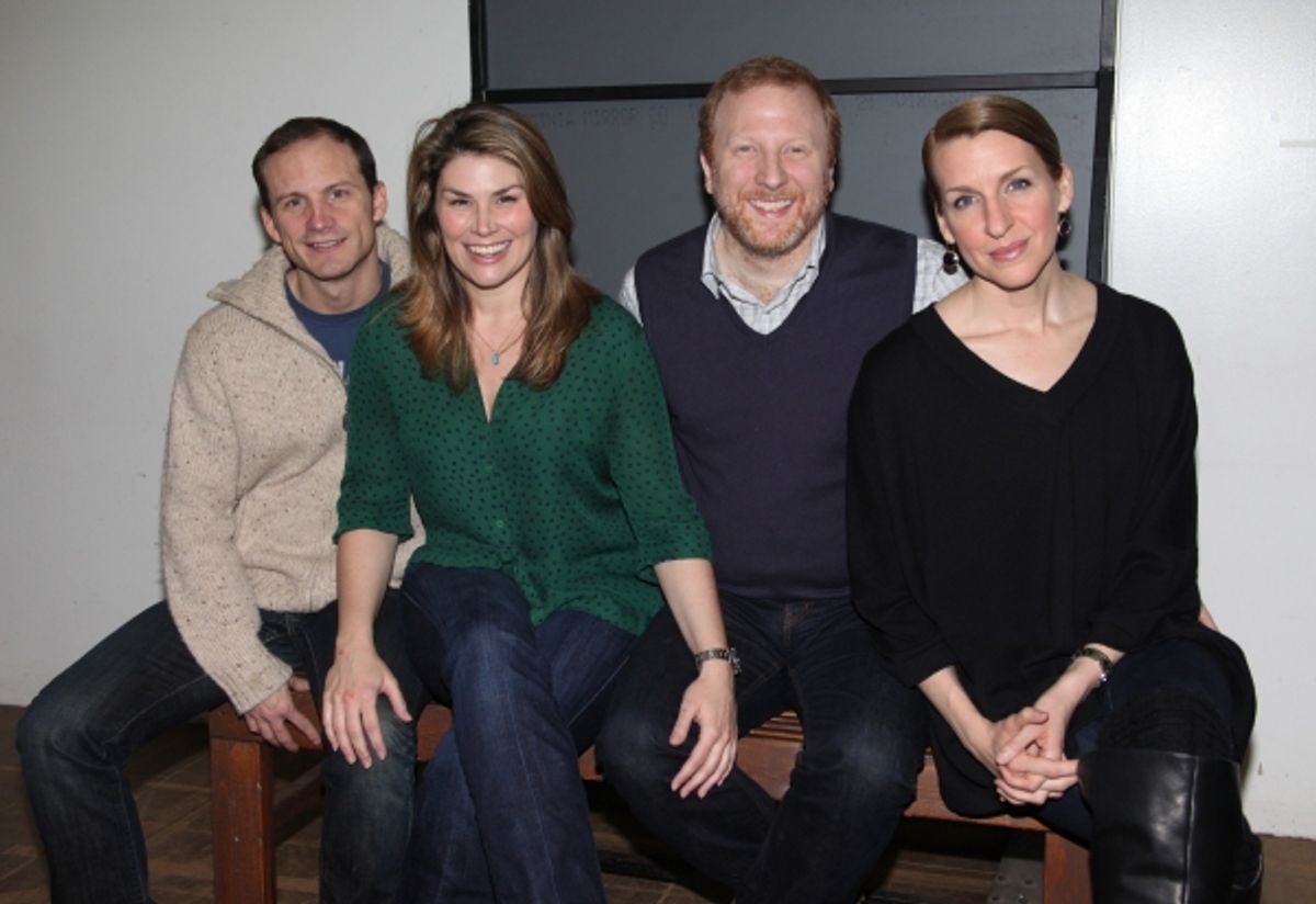 Jeff Bowen, Heidi Blickenstaff, Hunter Bell & Susan Blackwell attending the First Rehearsal for the Meet & Greet for Vineyard Theatre production of 'NOW. HERE. THIS' at their Rehearsal Studios in New York City. 2/6/2012 at 