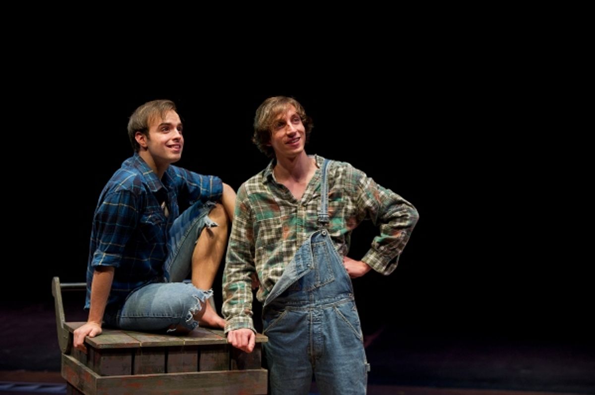 Anthony Malchar (Huckleberry Finn) & Fatye Francis (Jim) at Westchester Broadway Theatre's BIG RIVER