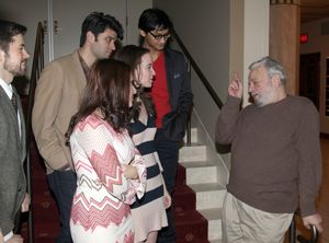 Stephen Sondheim with ENCORES! cast members @ BroadwayWorld Stephen Sondheim with ENCORES! cast members Photo